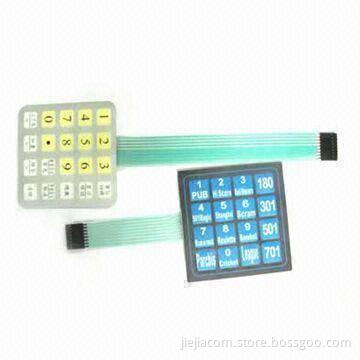4 x 4 Keys Button Membrane Switches with 25 to 100mA Contact Current and 2 to 24V Voltage